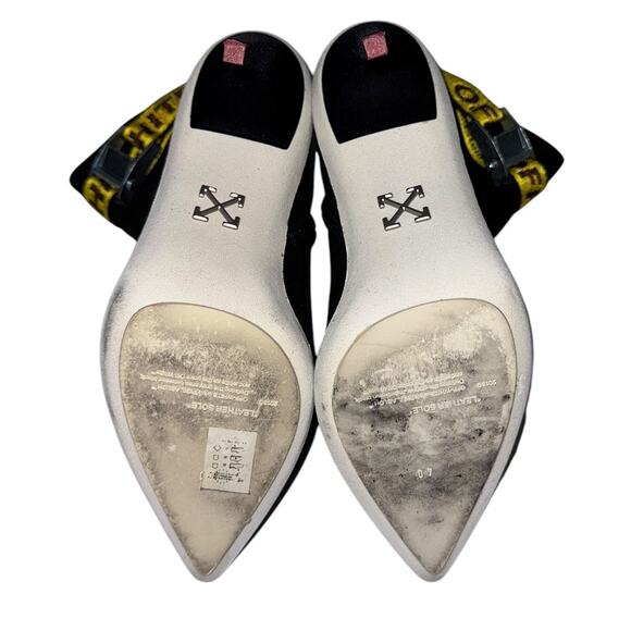 Off White Virgil Abloh Industrial Black White Suede Ankle Boots Size 40 - Picture 13 of 14